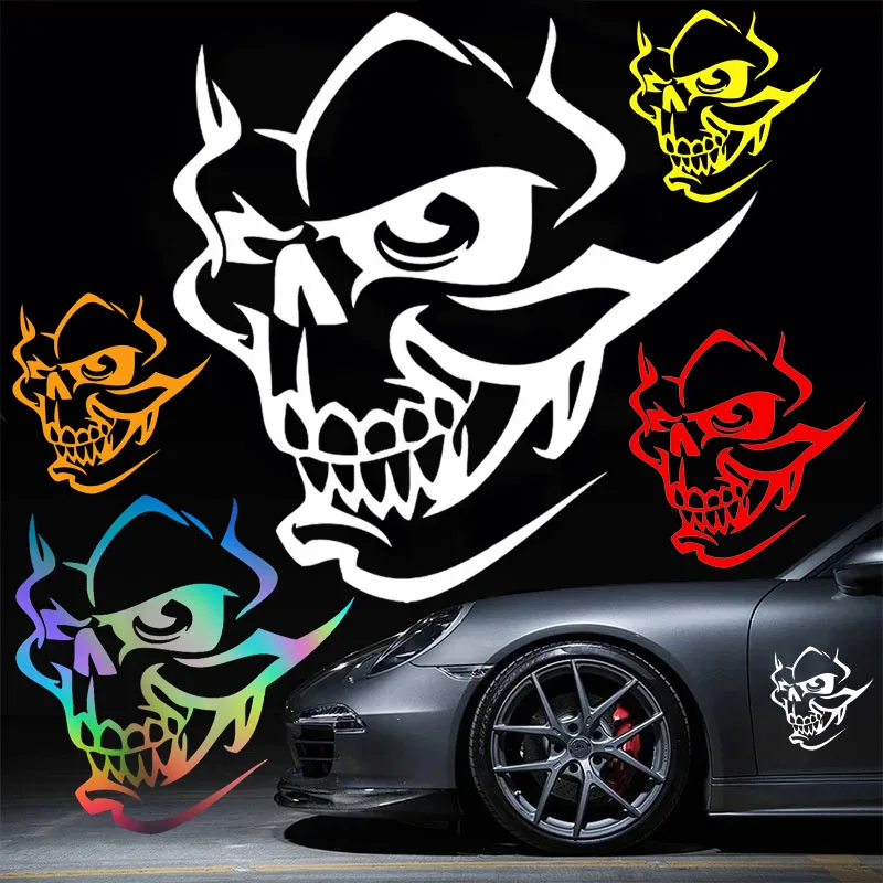 

Personalized Horror Skull Car Sticker Sports Car Racing Stripes Cover Modelling Hood Door Side Vinyl Decals Accessories