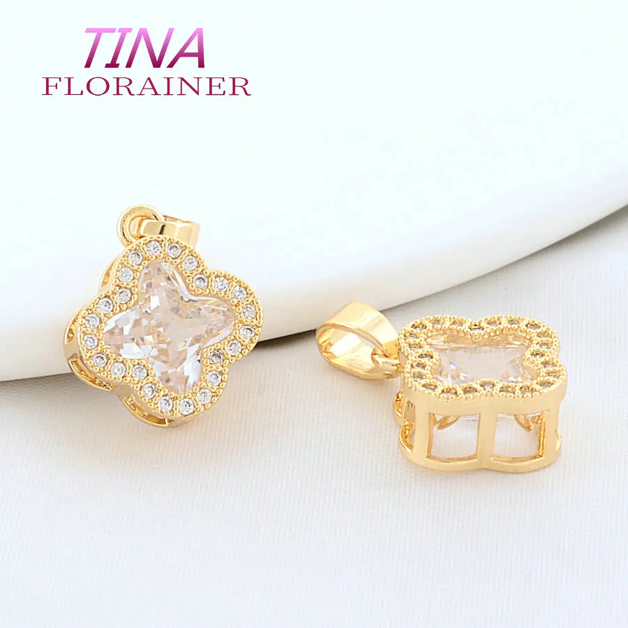 6PCS 12*14MM 18K Gold Farbe Messing Blumen Charms Anhänger Halskette Ohrringe Schmuck Machen Liefert Zubehör
