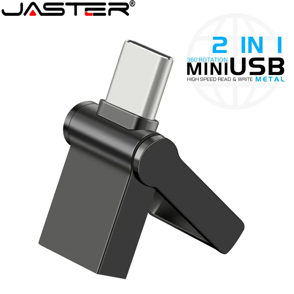 JASTER NEW Mini 64GB Type C Ultra Dual USB 2.0 Flash Drive Memory Stick Thumb Pen Drive 16GB 32GB Creative Gifts for Business