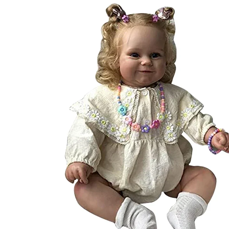 24inch 60cm Lovely New Reborn Maddie Girl Doll with Rooted Blonde hair Soft Cuddle Body Toys