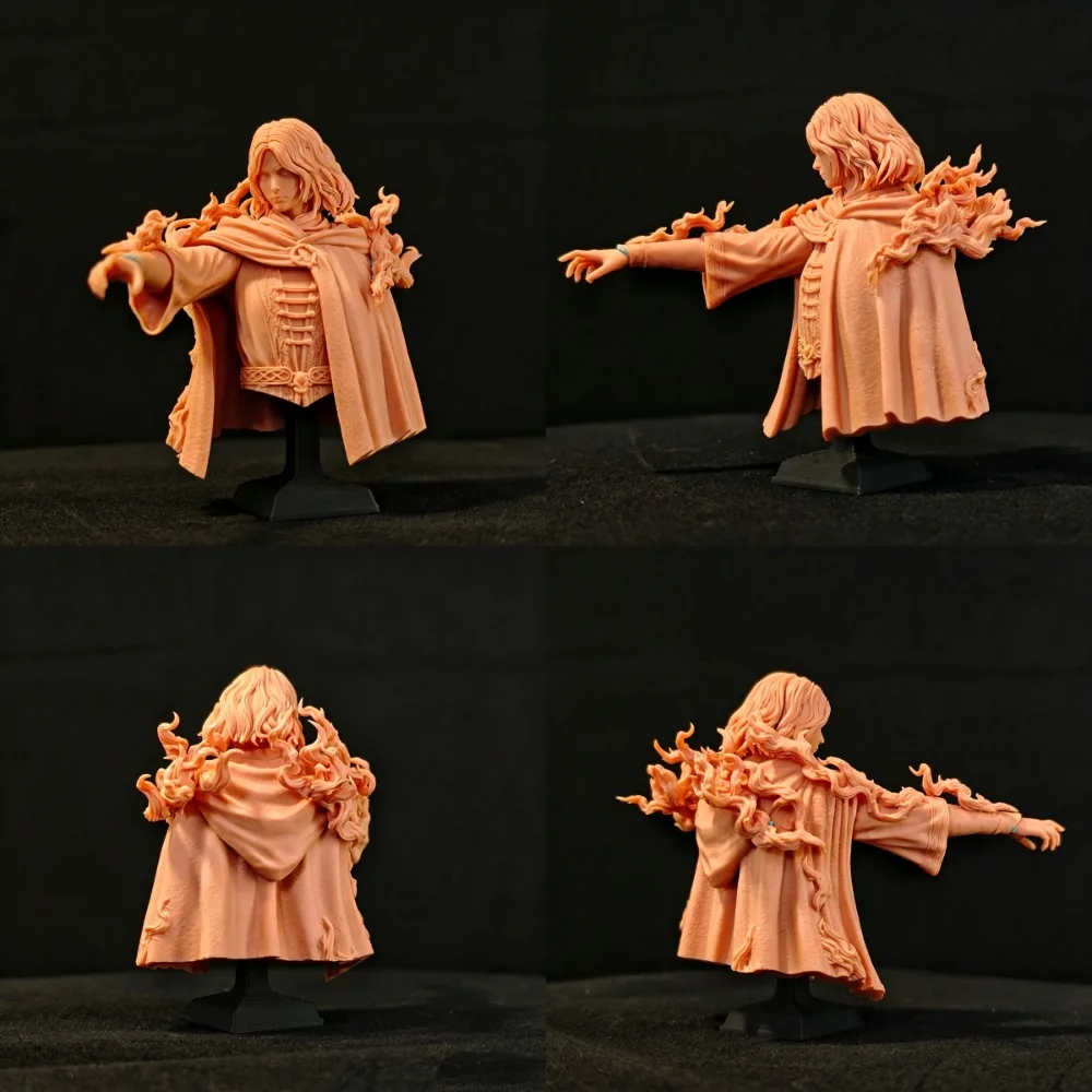 1PC 6.67cm/8.9cm Fire Witch 3D Printed Resin Blank Model Statue DIY Coloring and Self-assembly Figurines Miniatures Crafts