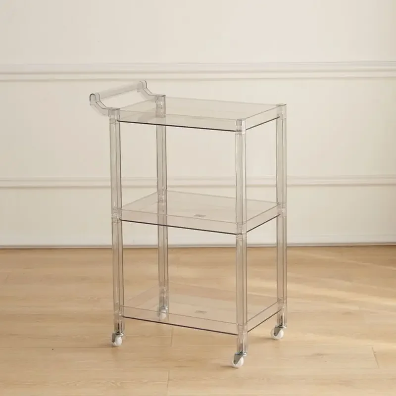 

Rolling Storage Cart Removable Snack Acrylic Transparent Trolley Household Kitchen Shelf Kitchen Cart Utility Cart