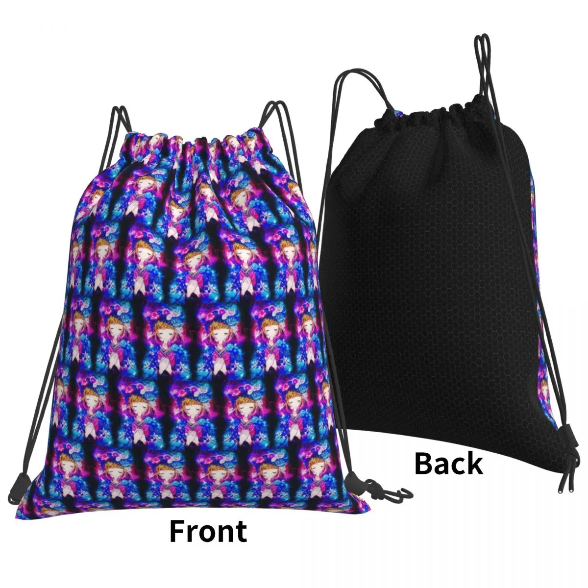 Shiemi Moriyama Blue Exorcist Serene Floral Roses Backpacks Fashion Drawstring Bags Sports Bag Book Bags for Travel Students