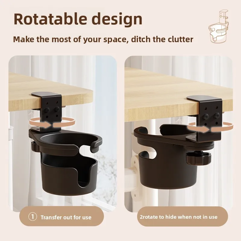 Bicycle table snap-on adjustable cup holder anti-knock rotatable cup fixed storage rack cup holder