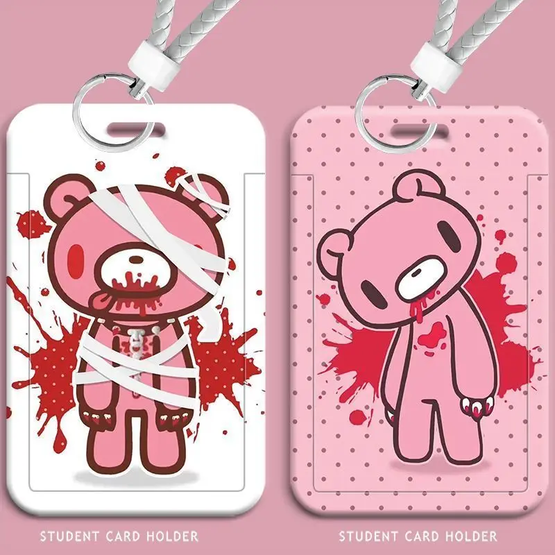 Gloomy Bear Card Holder High-value Cartoon Cute Printed Student Slide Meal Card Access Card Anti-loss Protective Cover Keychain