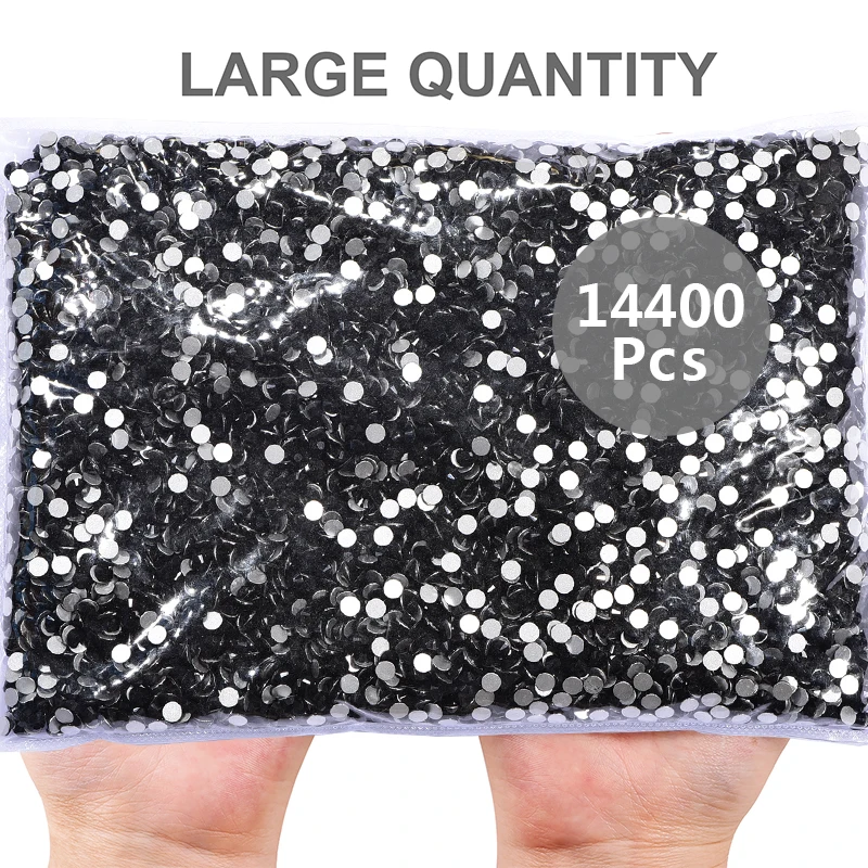 SS3-SS40 negro azabache, embalaje grande, venta al por mayor, dijes de diamantes de imitación sin fijación en caliente, piedras de diamante para decoración artesanal de prendas