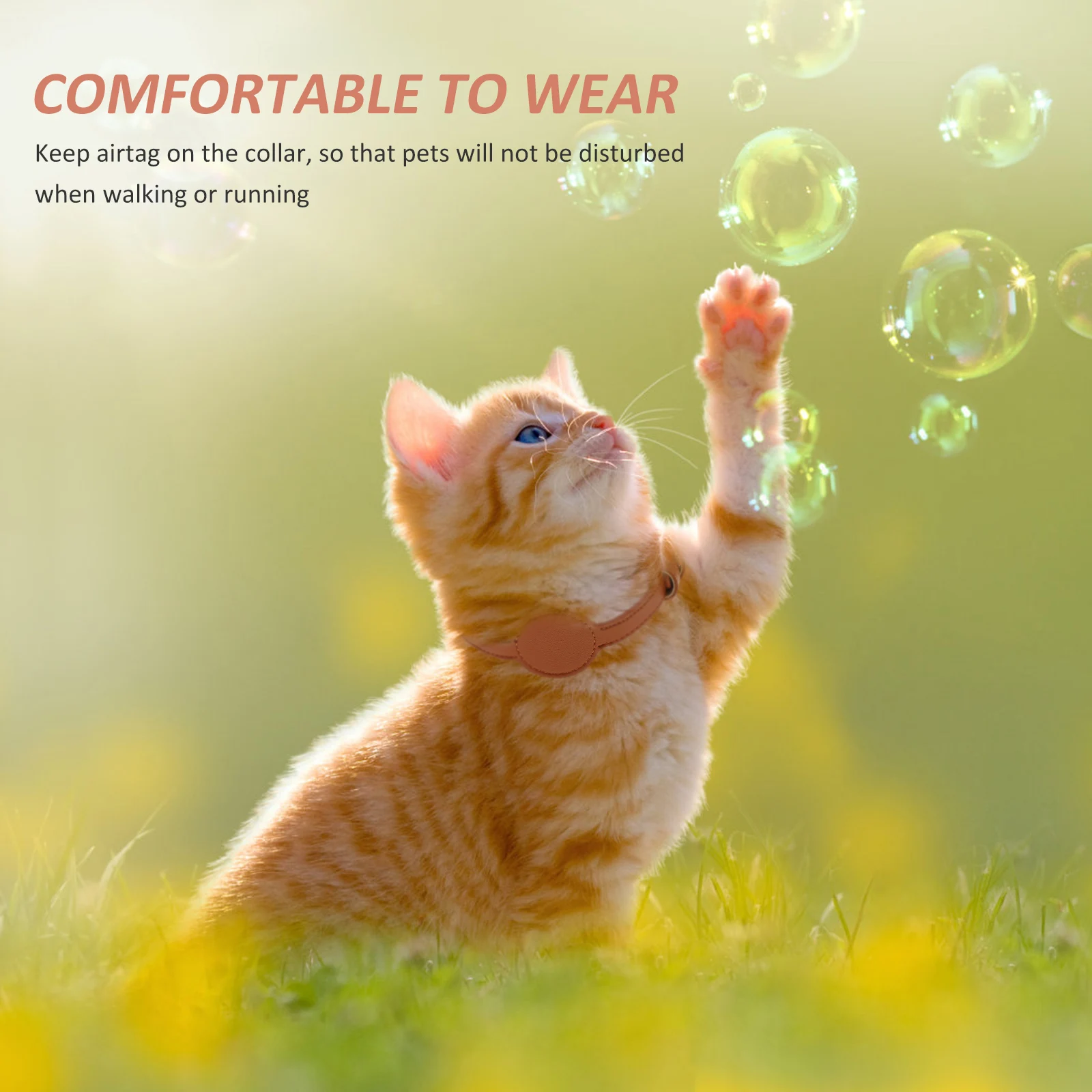 

Adjustable PU Pet Collar Tracer Case for Cats Small Dogs Lightweight Durable Comfort Anti Lost Design nament Portable Bright