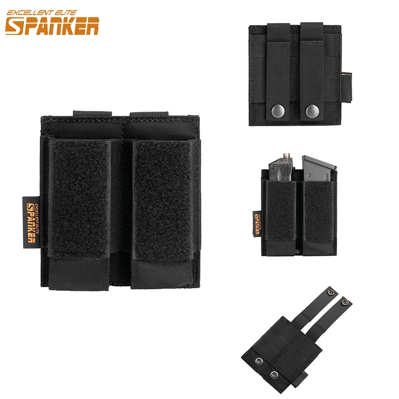 Tactical Double Pistol Magazine Pouch Molle Belt Dual Mag Bag Airsoft Magazine Pouch for Glock M1911 92F 40mm Grenade