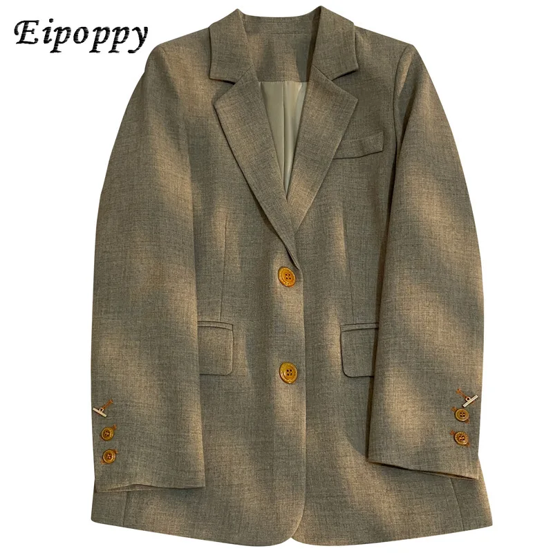 Grey green high-end texture suit jacket for women commuting and leisure, appearing white