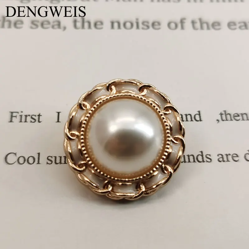 25mm Runde Perle Gold Metall Knöpfe Für Kleidung Frauen Jacke Mantel Kleid Handgemachte DIY Dekorative Nähen Zubehör Großhandel – Detail 1