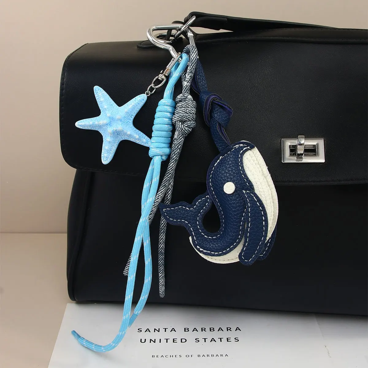 

Clear Blue Whale Bag Pendant Handmade Keychain Cartoon Cute Backpack Hanging Decoration Small Whale Car Keychain Accessories