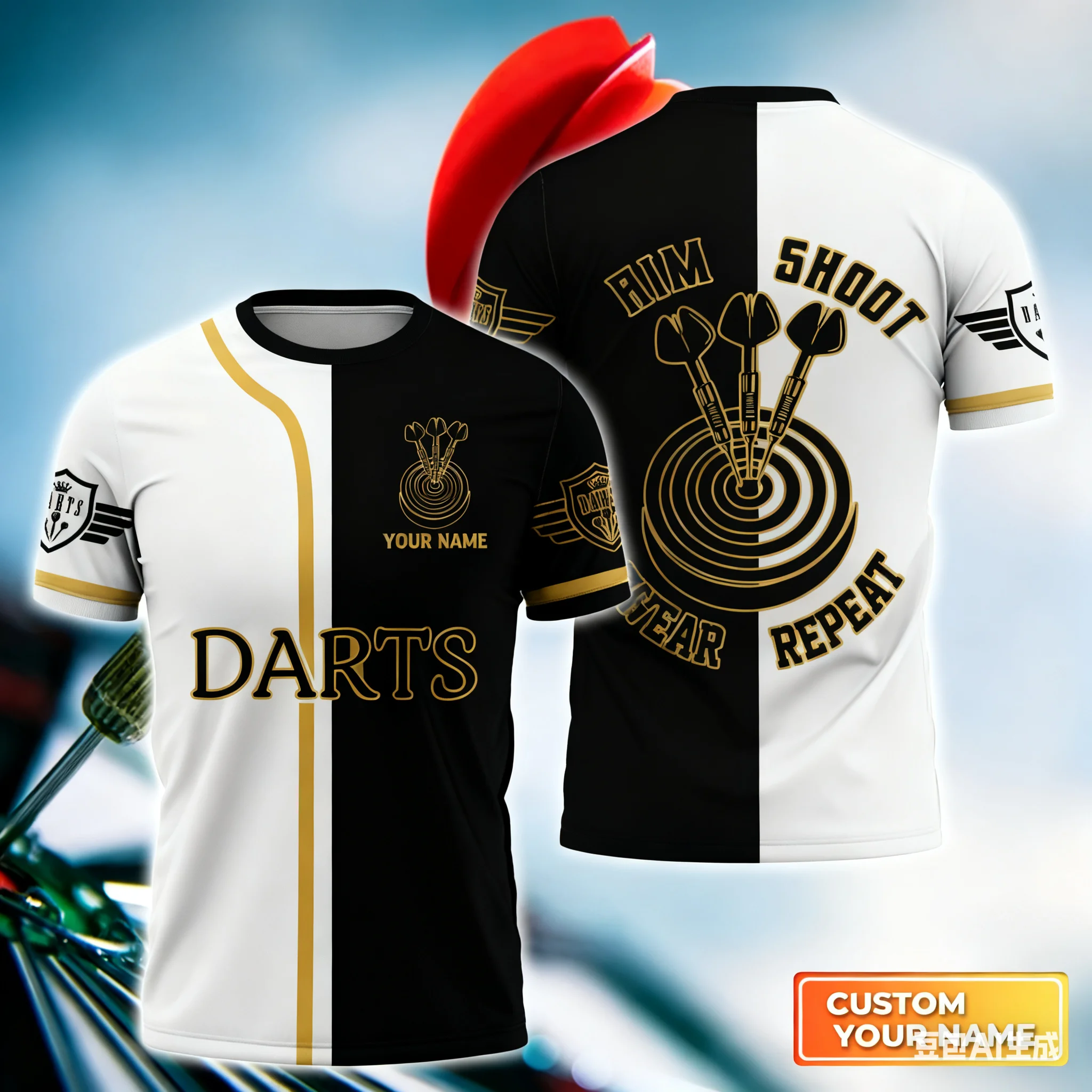 

Funny 3D Dart Custom Name Print Men's T-Shirts Casual O-neck Short Sleeve Tops Personalization Club Clothing Fashion Loose Tees