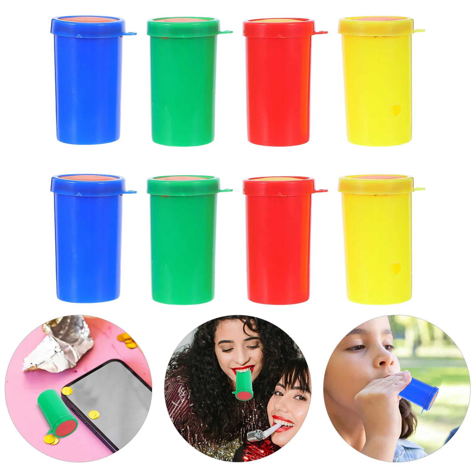 

8Pcs Sports Air Horns Mini Loud Noisemakers Portable Plastic Party Horns with Lanyard for Stadium Cheering Game Day Celebration