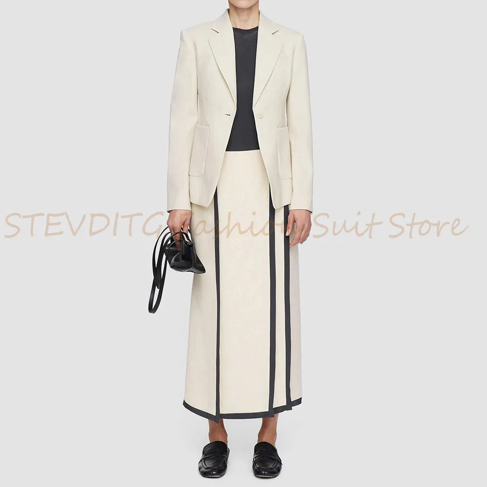 

Classic Beige Women's Suit Blazer One Button Notch Lapel Short Slim Coat Business Office Banquet Wedding 1 Piece Female Clothing