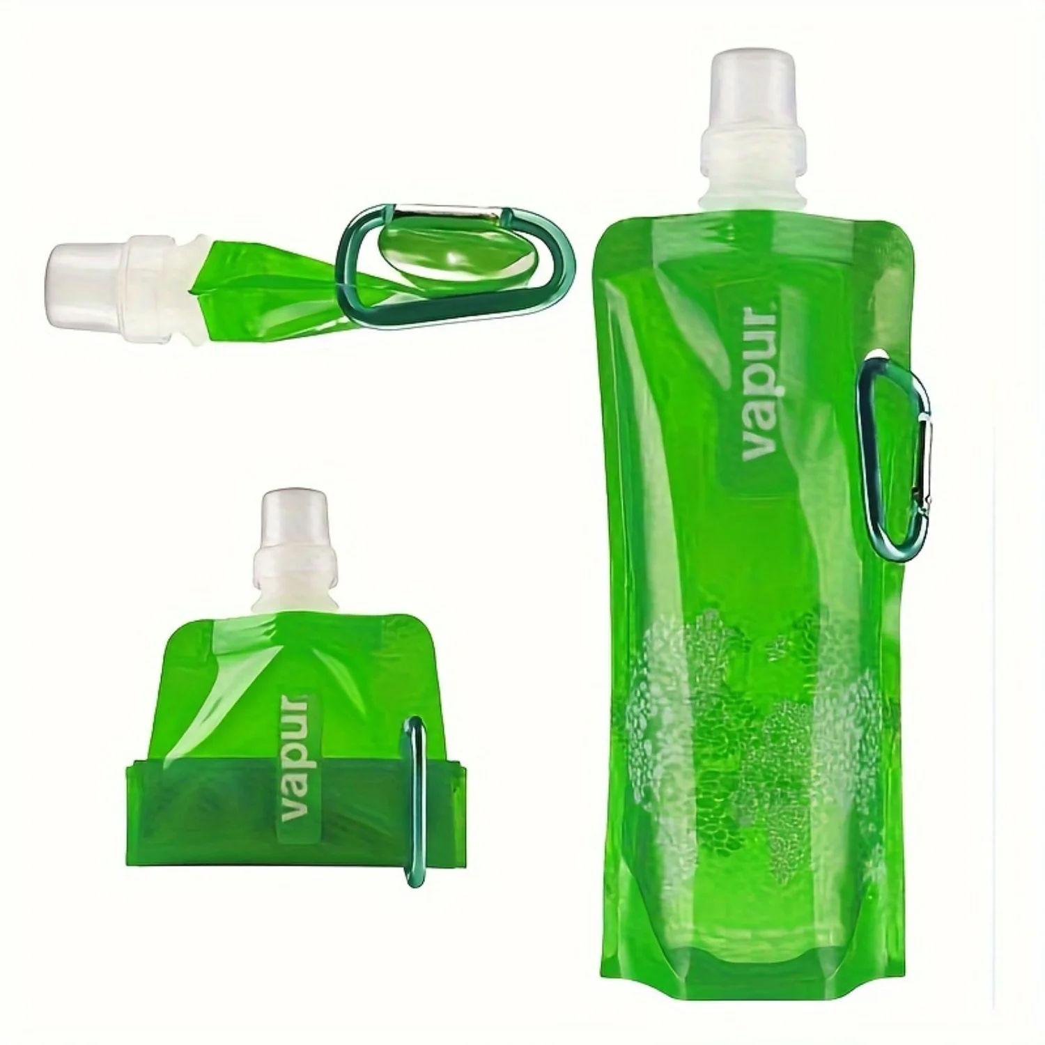 Vapur Foldable Water Bottle, Hydration Pouch, 26cm Height, 11cm Width, Clip-On Carabiner