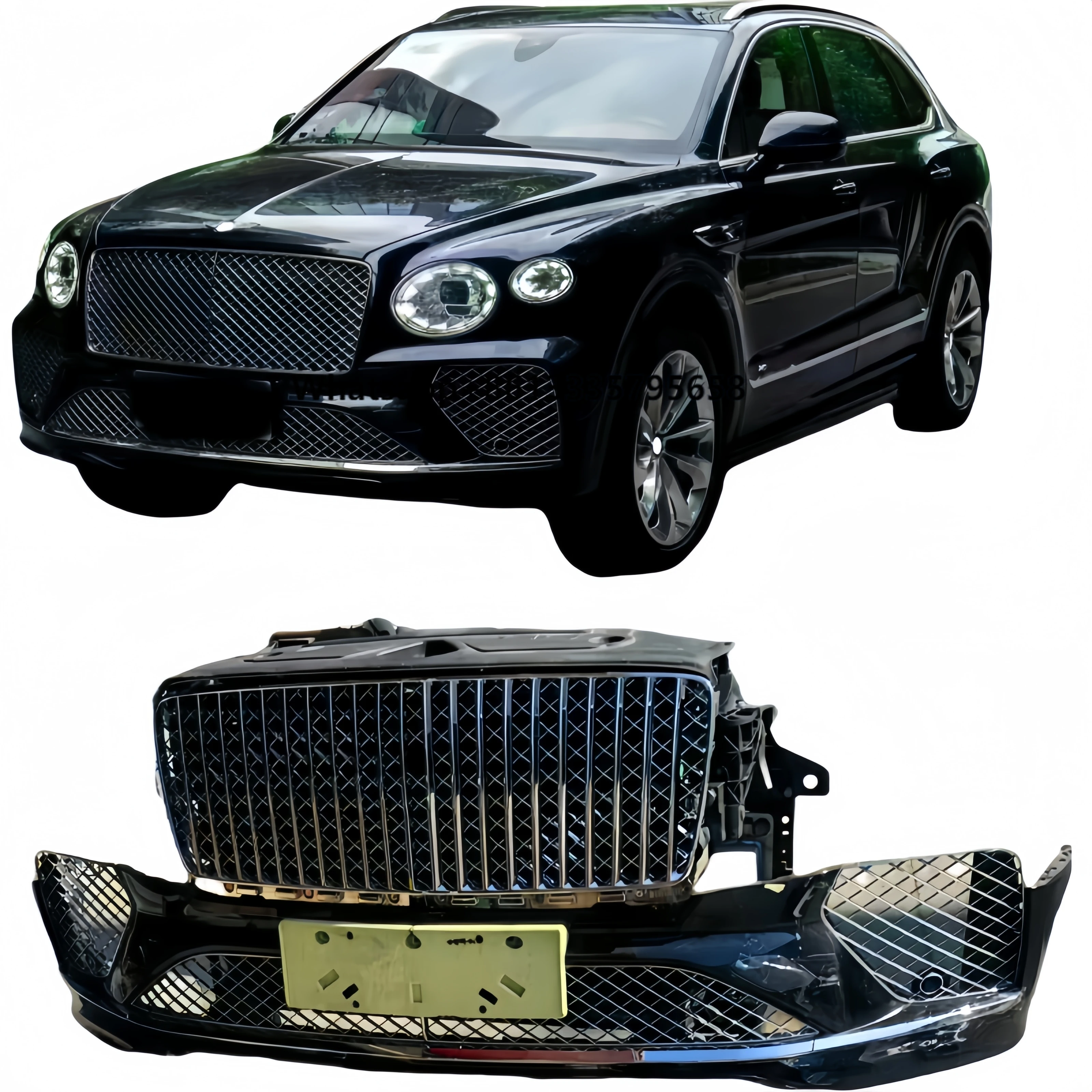 

For Bentley Bentayga New Version of Front Safety Barhead Lamp Radiator Front End ABS+PP Material, Can Be Upgraded and Repaired