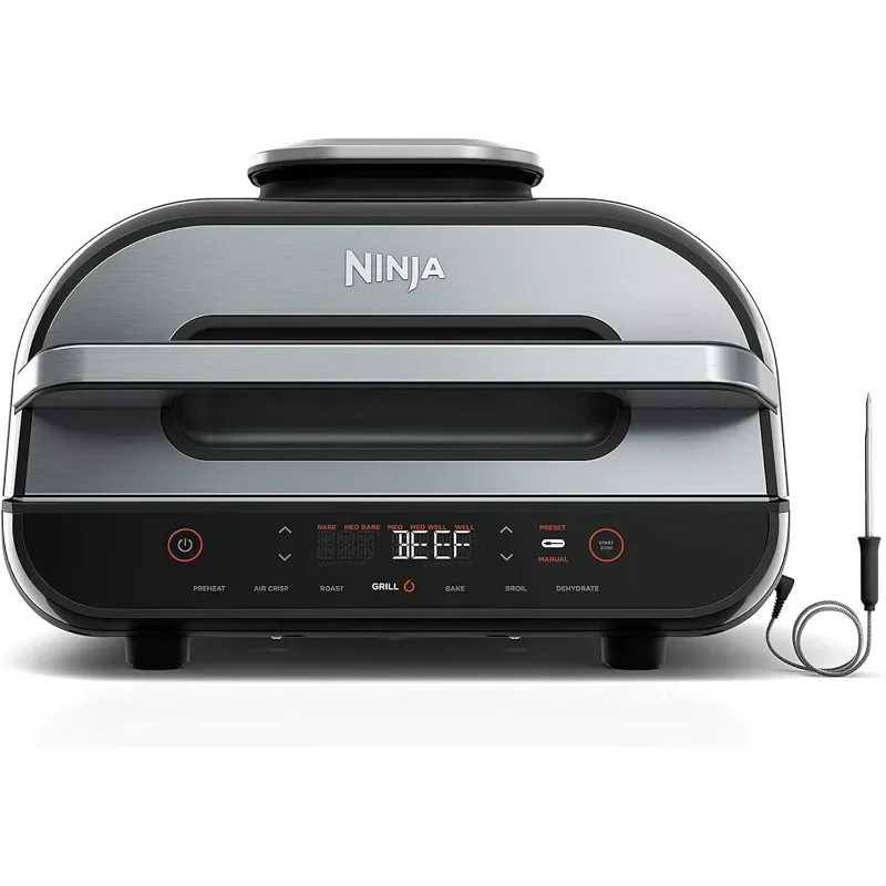 Ninja FG551 Foodi Smart XL Indoor Grill with Air Fry  Roast Bake Broil  Dehydrate Cooking Appliances Kitchen Appliances