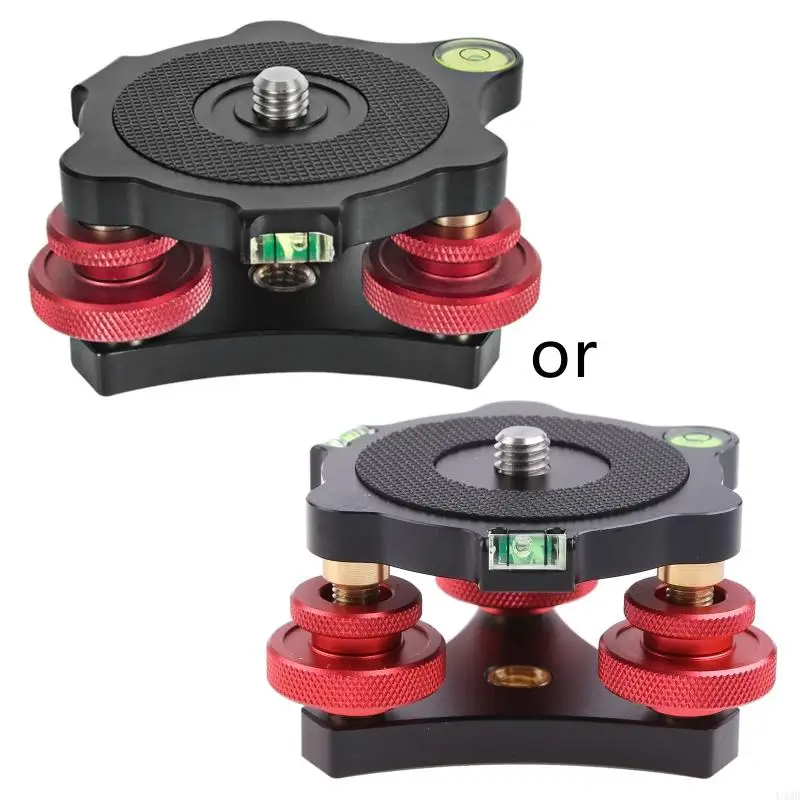 L4MD Tripod Leveling Base with Top & Side Rubber Pad Designed Tri-wheel Leveler for DSLR