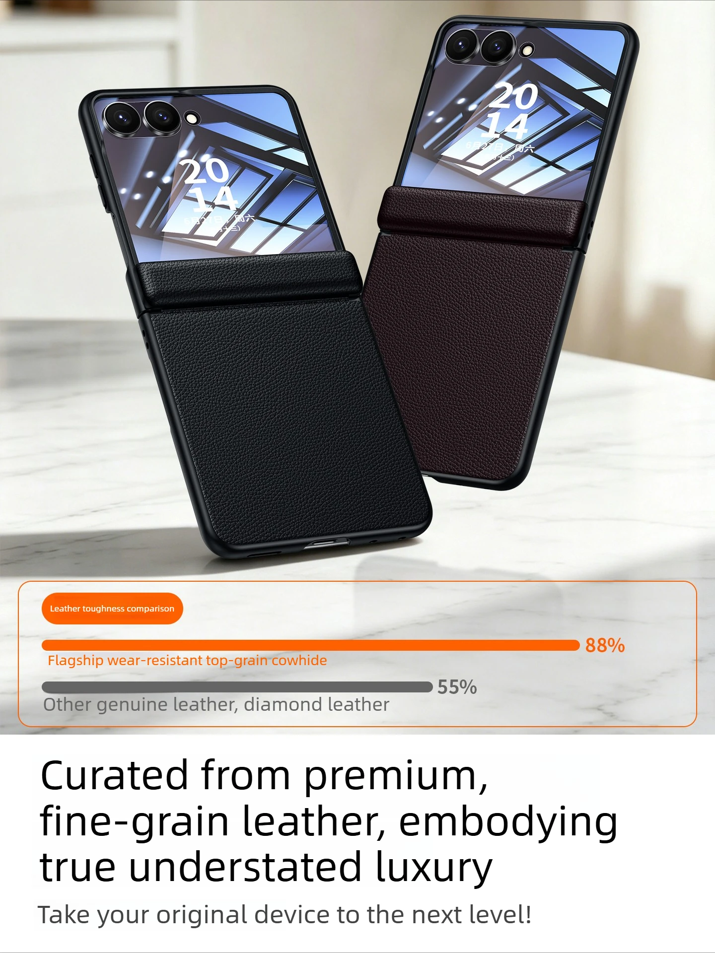 【integrated Shell & Film】for Samsung Galaxy Z Flip 8 Case Luxury Genuine Leather Magnetic Hinge Full Coverage Protective Case