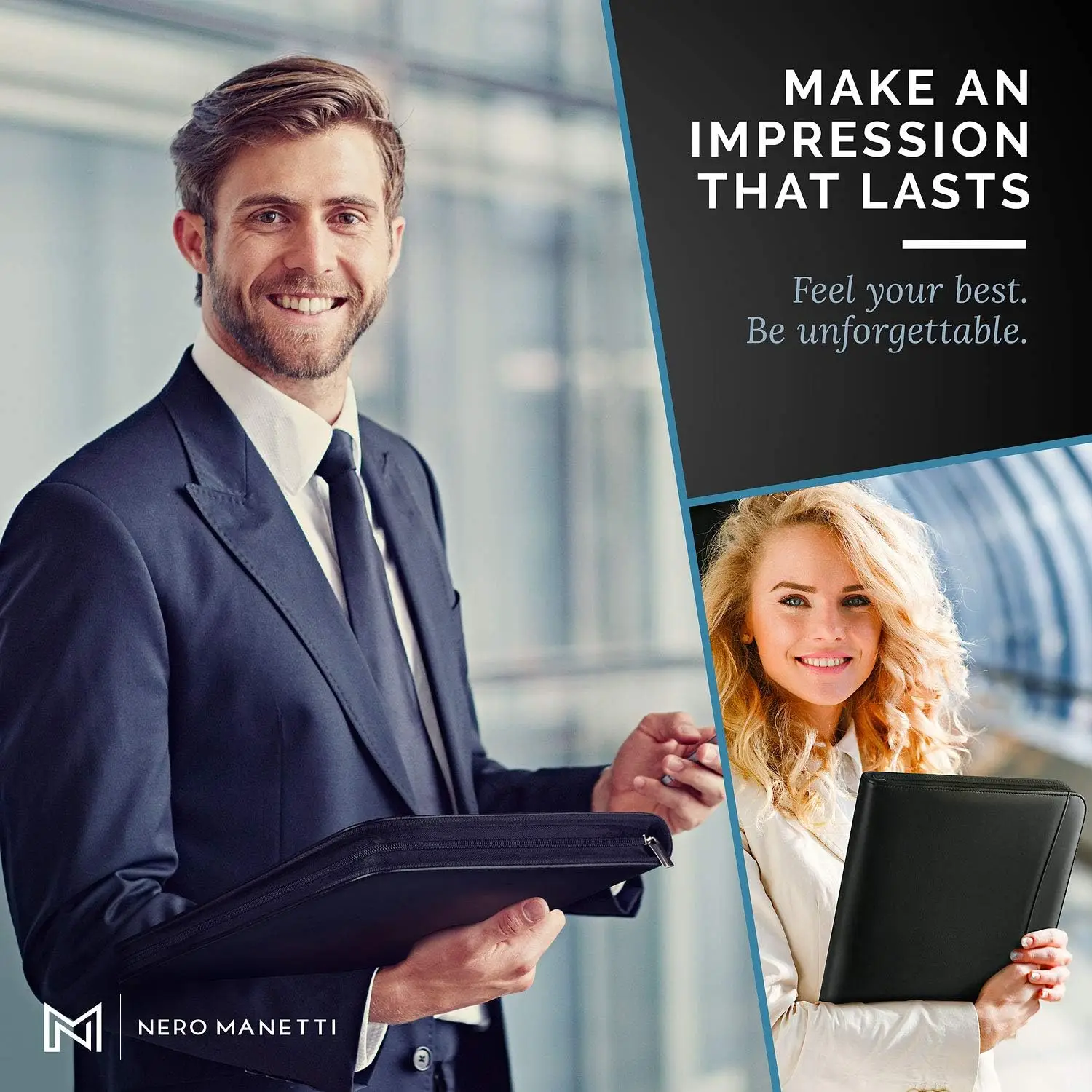 حامل وسادة محفظة بسحاب من الجلد النباتي للأعمال والآيباد والهواتف - يتضمن دفاتر الملاحظات وصندوق الهدايا