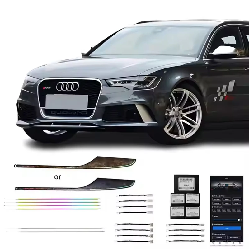 

Для Audi 2012-2018 A6/RS6 углеродное волокно 64 цвета Symphony RGB окружающее освещение салона автомобиля светодиодная декоративная атмосферная лампа 20 в 1