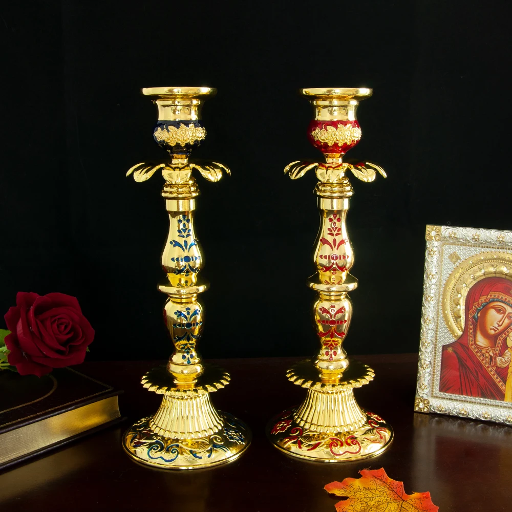 Orthodoxer Kerzenhalter aus Zinklegierung, traditioneller religiöser Kerzenhalter, geeignet für den Heim- und Kirchengebrauch, 10,6 Zoll