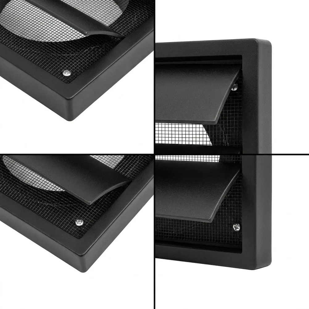Square Balcony Louver Cover for Exhaust Vent Black Adjustable Airflow Ventilation Cover 100MM 125MM 150MM 200MM