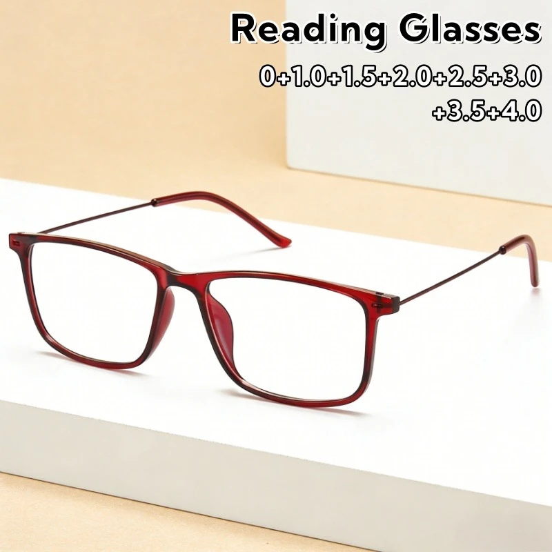 

Ultra Light High Definition Anti Blue Light Reading Glasses for Men and Women Classic Square Frame High Quality Eyewear To +4.0