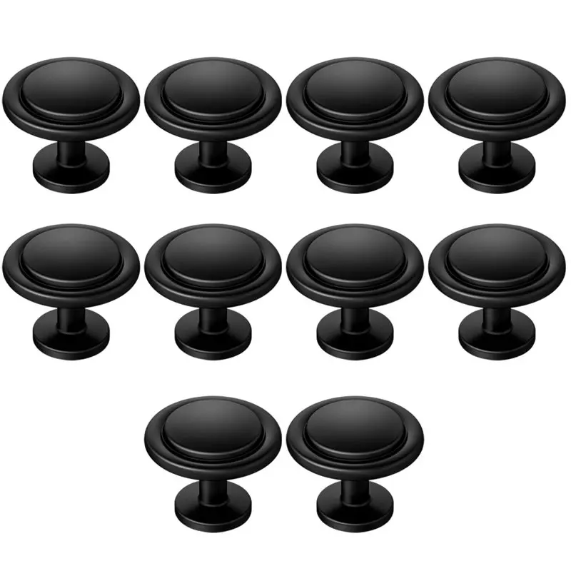 [NEWA76K!】 Drawer Pull Knobs 10 Pack Round Cabinet Hardware For Kitchen, Bathroom Vanity Cupboard Single Hole