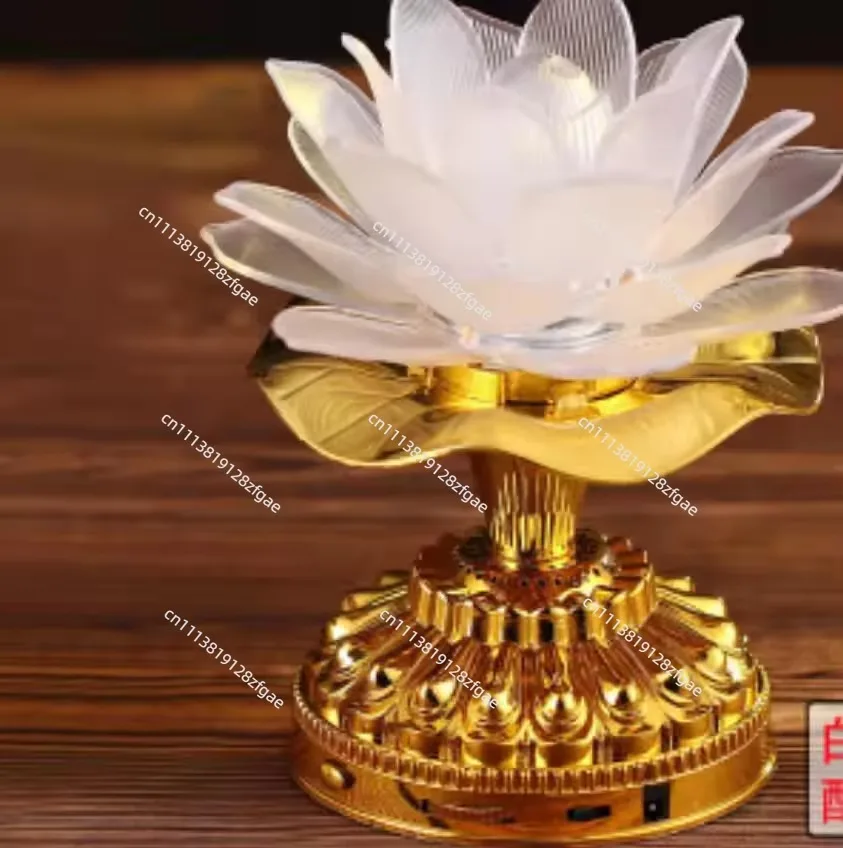 Colorful Led Lotus Lamp Buddha Machine Buddhist Supplies of Dual-use Plug-in Battery LED Lotus Flower Romantic Wedding Decorat