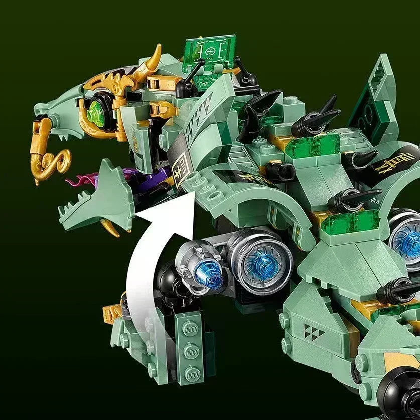 Bloques de construcción MOC Mecha Dragon compatibles con juguetes 70612 para niños, ladrillos de dragón Mech verde, regalo para niños