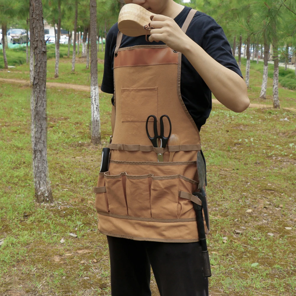 Heavy Duty Canvas Apron With Pockets Lightweight Men's Work Apron For Outdoor