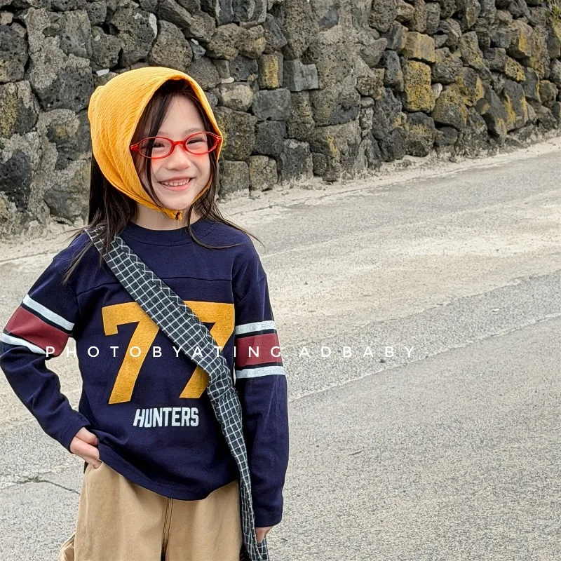 

HoneyCherry Spring New Fashion Kids T-shirt, Alphabet & Number Print, Cotton Soft Long Sleeve Undershirt, for Boys & Girls