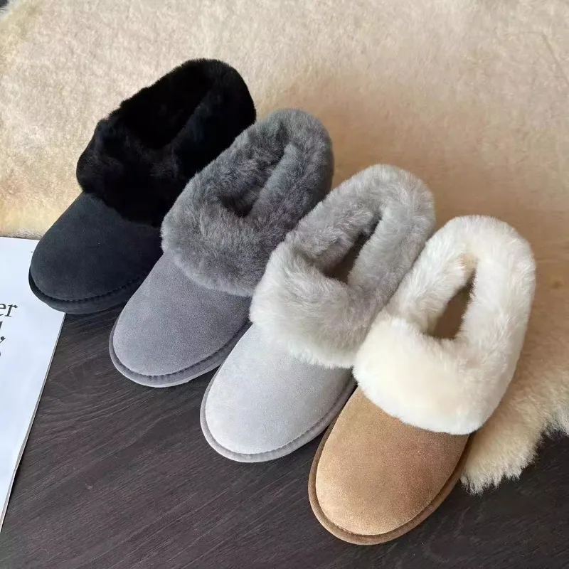 2025 Women's Winter Boots Comfortable Hoop Mouth Snow Boots Fashion Sheep Fur Integrated Casual Shoes Le Fu Shoes