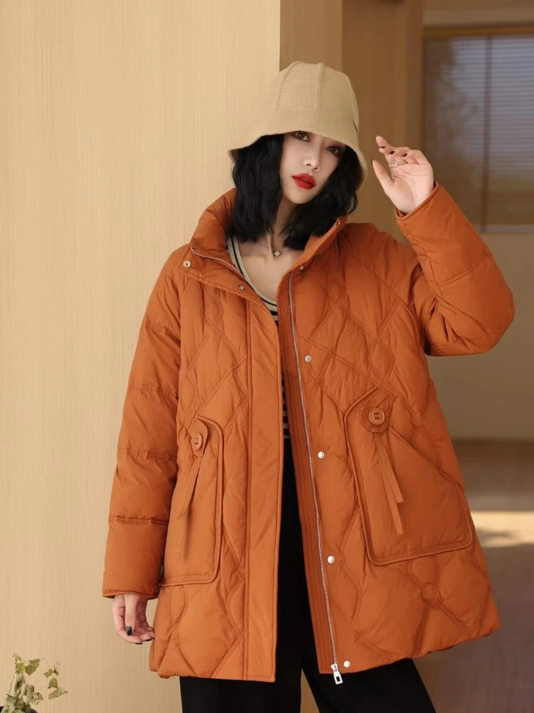 Winter New Puffer Coats Jackets for Women Korean Casual Simple Solid Outerwears Thick Windproof Loose Warm Women\'s Down Jacket