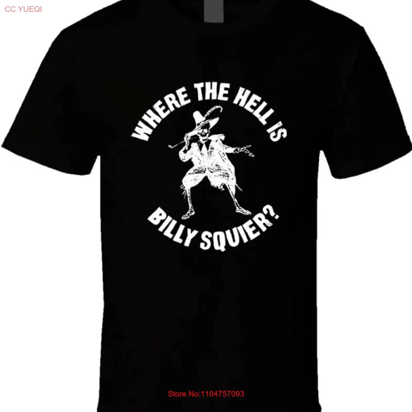 Camiseta negra con ilustraciones de Billy Squier, todas las tallas S a 5XL XZ659, ropa de diseñador vintage lavada y suave