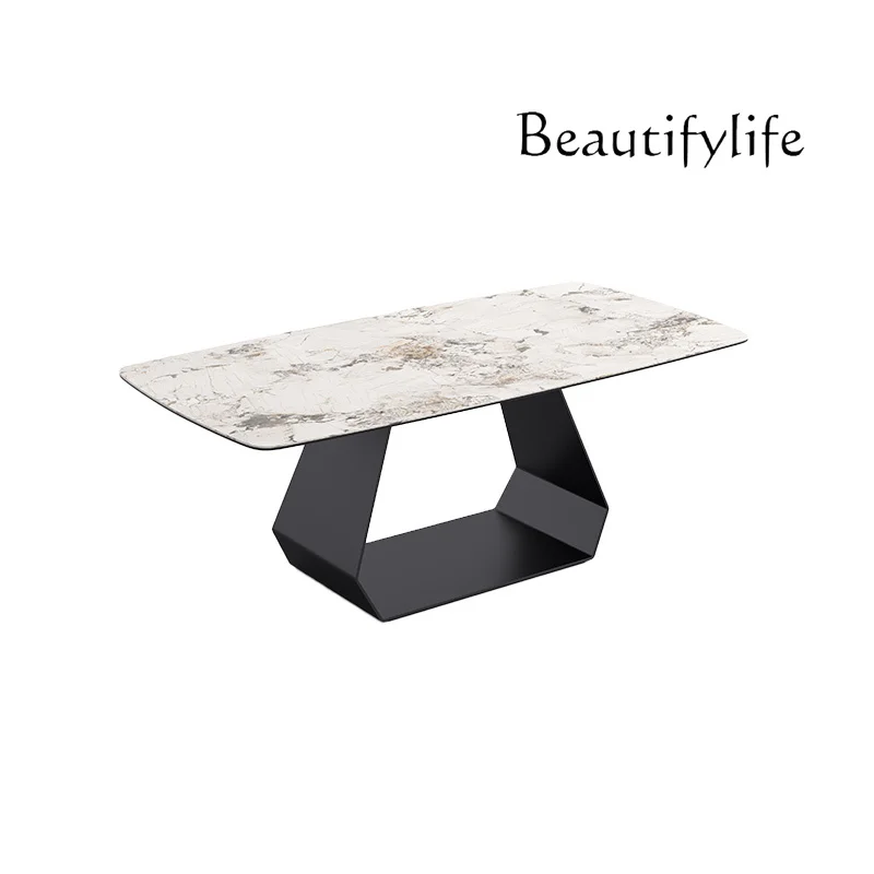 

Italian Style Light Luxury Home Stone Plate Dining Table Modern Designer Rectangular Dining Table Nordic Style