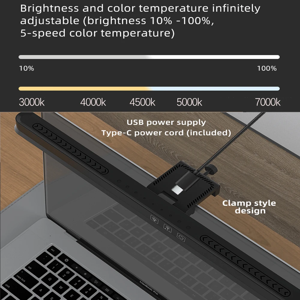 Monitor Hanging Light LED Reading Light Bar Gaming RGB Wall Atmosphere Night Lamp Work Eye Protection Lighting