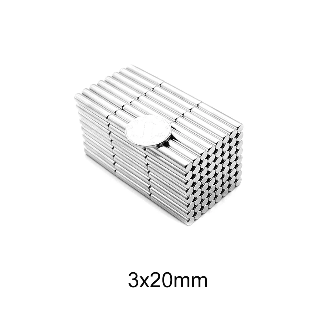 3x20MM Strong Cylinder Rare Earth Magnets 3*20MM Permanent Small Round Magnet 3x20 Disc Neodymium Magnet Strong 3*20