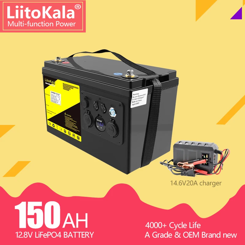 LiitoKala 12.8V 150Ah Lifepo4 Battery Pack Lithium Iron Phosphate Deep Cycle Batteries for boat motor inverter EU US Tax Free