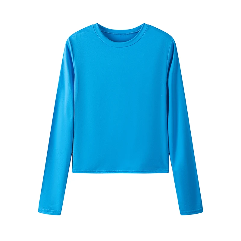 Europäisches und Amerikanisches Damen-Freizeitshirt mit Langen Ärmeln für Frühling und Herbst, Einfarbiges Slim-Fit Pullover-T-Shirt für Damen – Detail 14