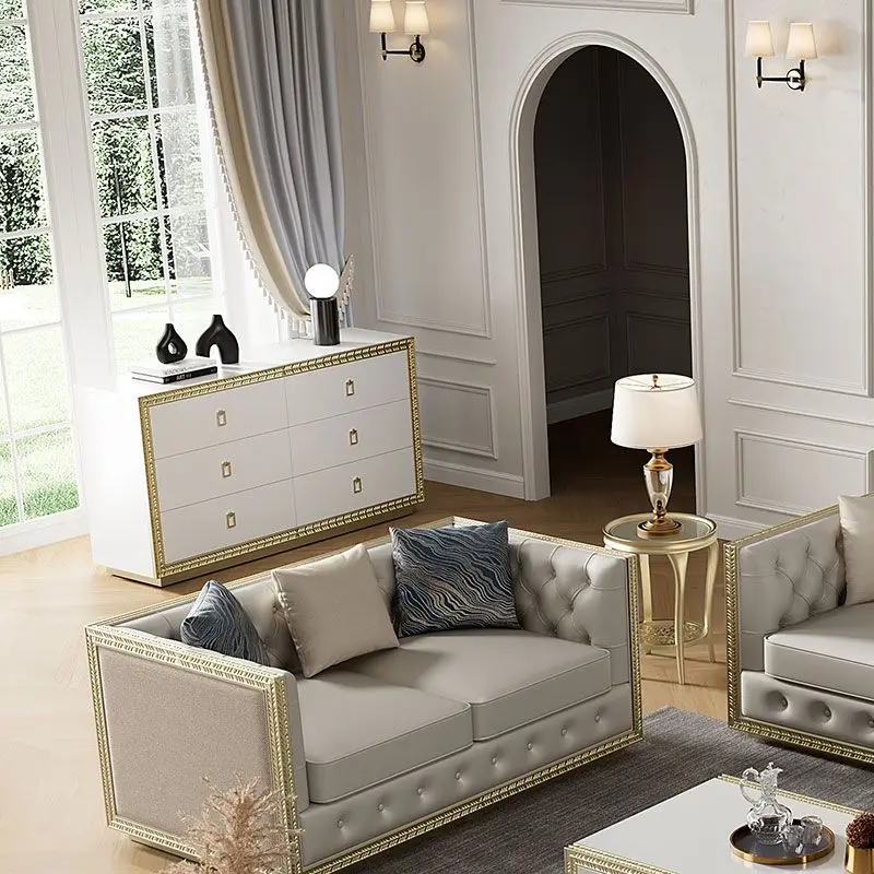 Luz americana de luxo, armários de quarto de madeira maciça 6 armários de baú La Rochelle simples e moderno luz francesa, armários laterais de jantar