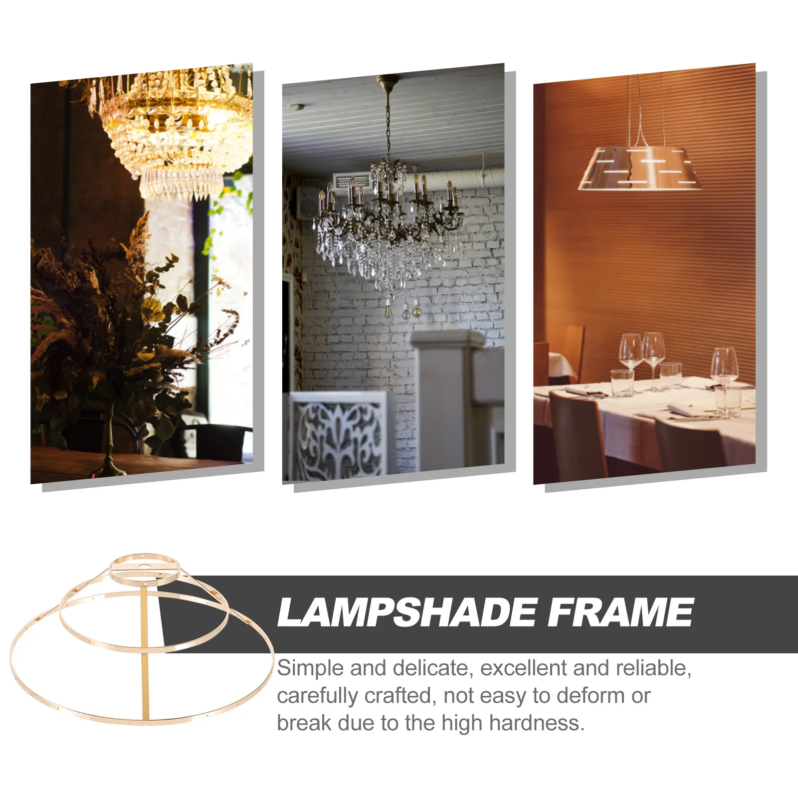 

Lampshade Frame 3-Tier Iron Ring Support Retro Style DIY Light Cage Guard Vintage Lamp Shade Fitter Lampshade Frames