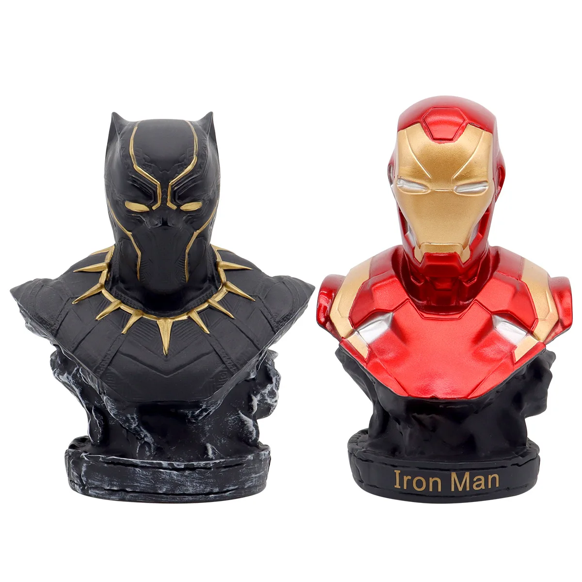 16cm Anime Marvel Avengers Figure Black Panther Iron Bust Profile PVC Model Adorable Collectible Toy Children Fans Birthday Gift