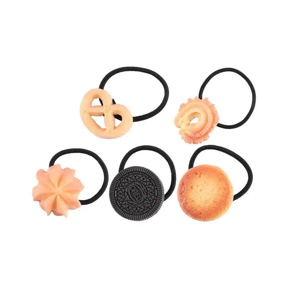 Girls Sweet Simple Headwear Barrette Butter Cookies Hair Ropes Korean Style Hair Ties Cookie Hair Rings