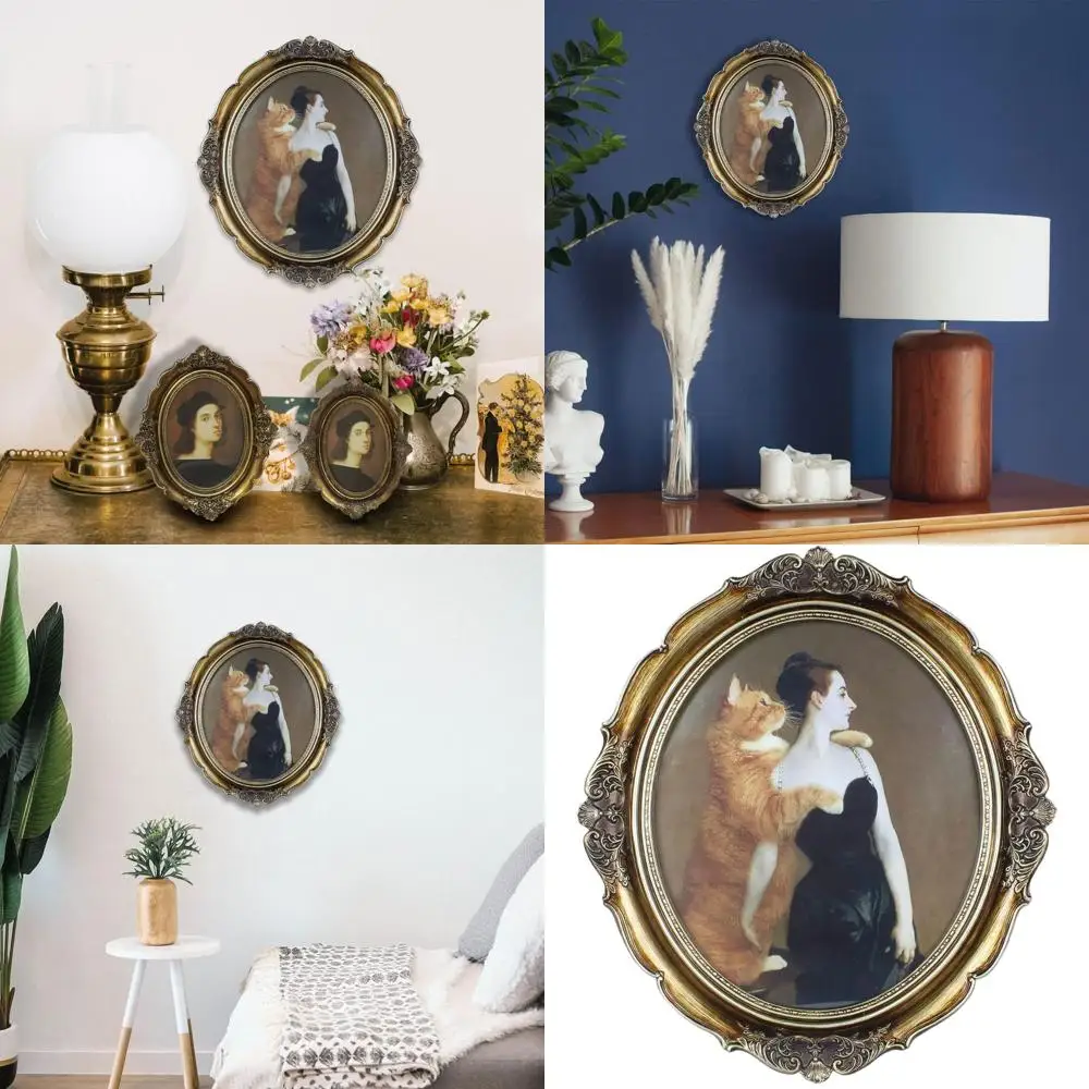 

10x12 Inch Vintage Bronze Gold Oval Picture Frame with Glass, Wall or Tabletop Display, Art Deco Style, Home Decor, Gift Option