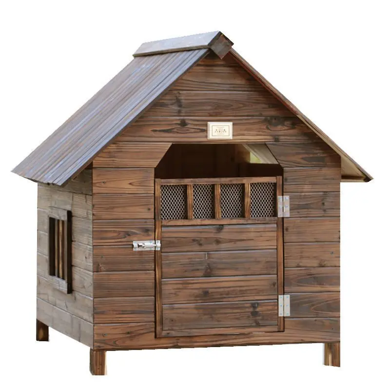 

Kennel, outdoor kennel Rainproof and waterproof Solid wood Charcoal wood kennel kennel