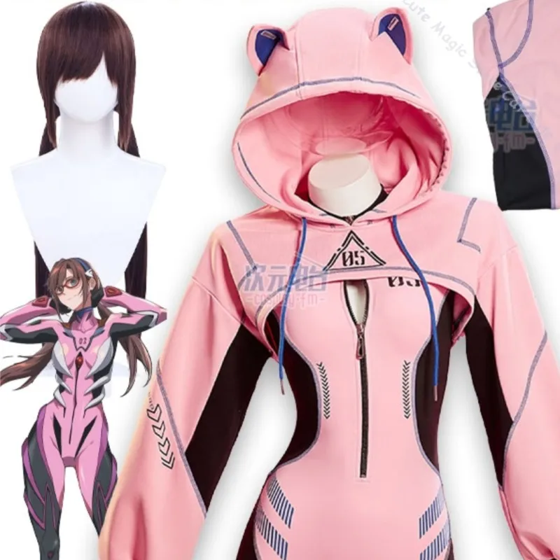 

Mari Makinami Cosplay Anime Cosplay Halloween Carnival Women Sportswear Red Hooded Tight Fitting Uniform Pink Navidad Carnaval