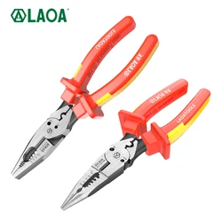 LAOA 8 Inch VDE Needle Nose Pliers High Voltage Resistance 1000V Insulated Wire Cutters Electrician Cable Stripping Multi Tools