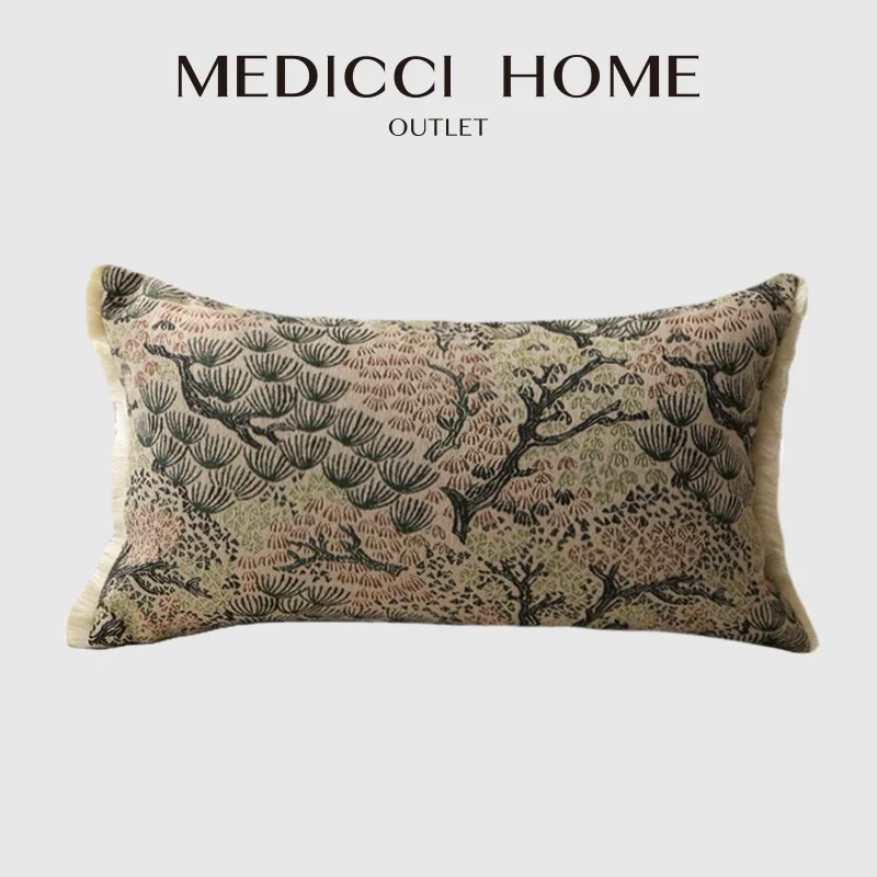 Medicci Home Idyllic Scenes Pastoral Jacquard Lumbar Pillowcase Farmhouse Accent Cushion Cover For Living Room Sofa Housewarming
